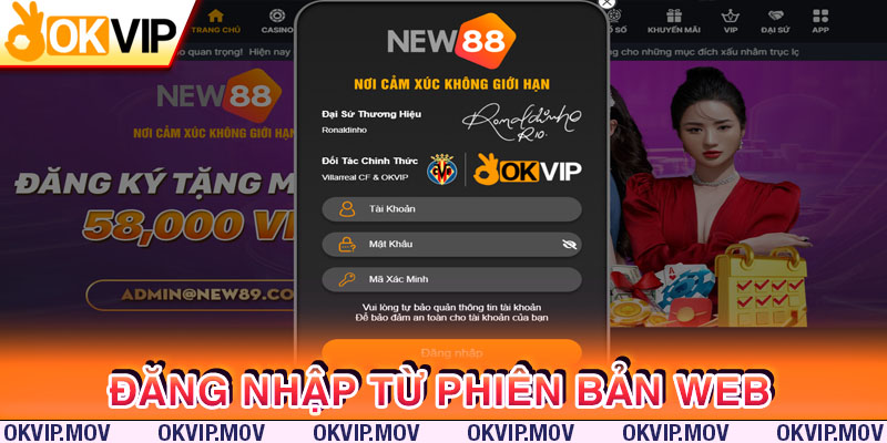 Bet thủ có thể đăng nhập trực tiếp trên phiên bản web