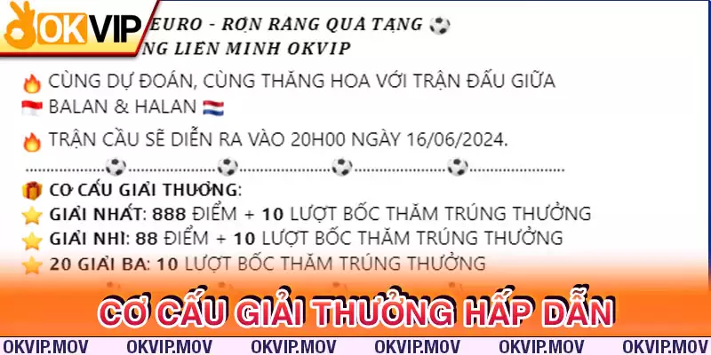 Cơ cấu giải thưởng của sự kiện dự đoán vô cùng hấp dẫn